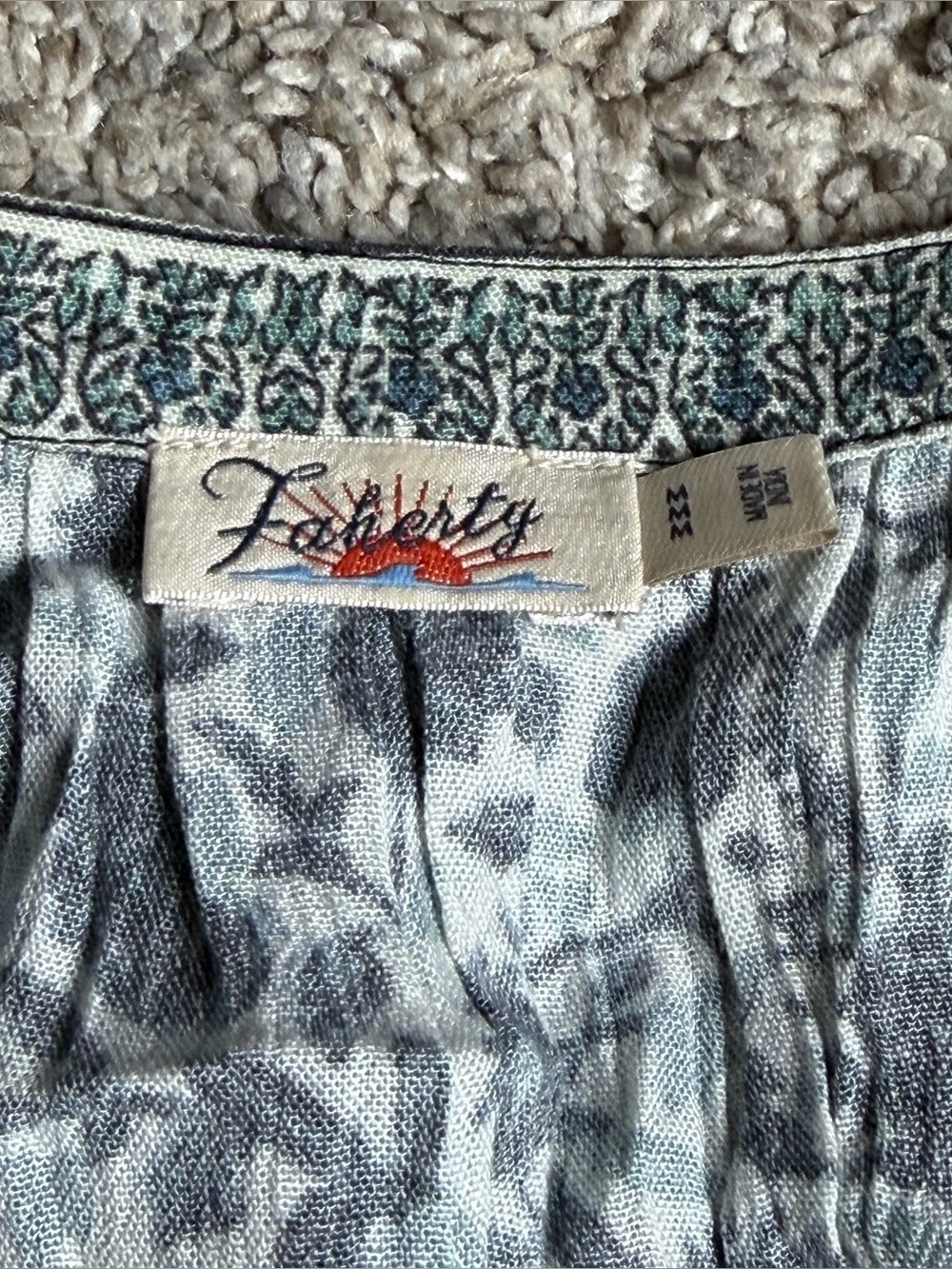 Faherty Montana Dress medium Navy Folly Floral western boho long sleeve a-line - Picture 8 of 13